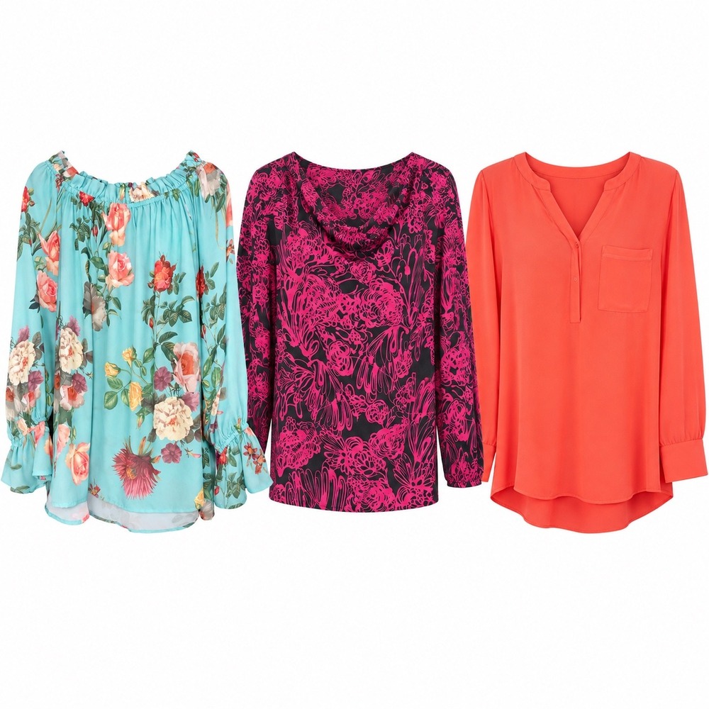 3 Pc Women's Large Blouse Lot APT 9 Worthington Floral Business Casual Work Tops